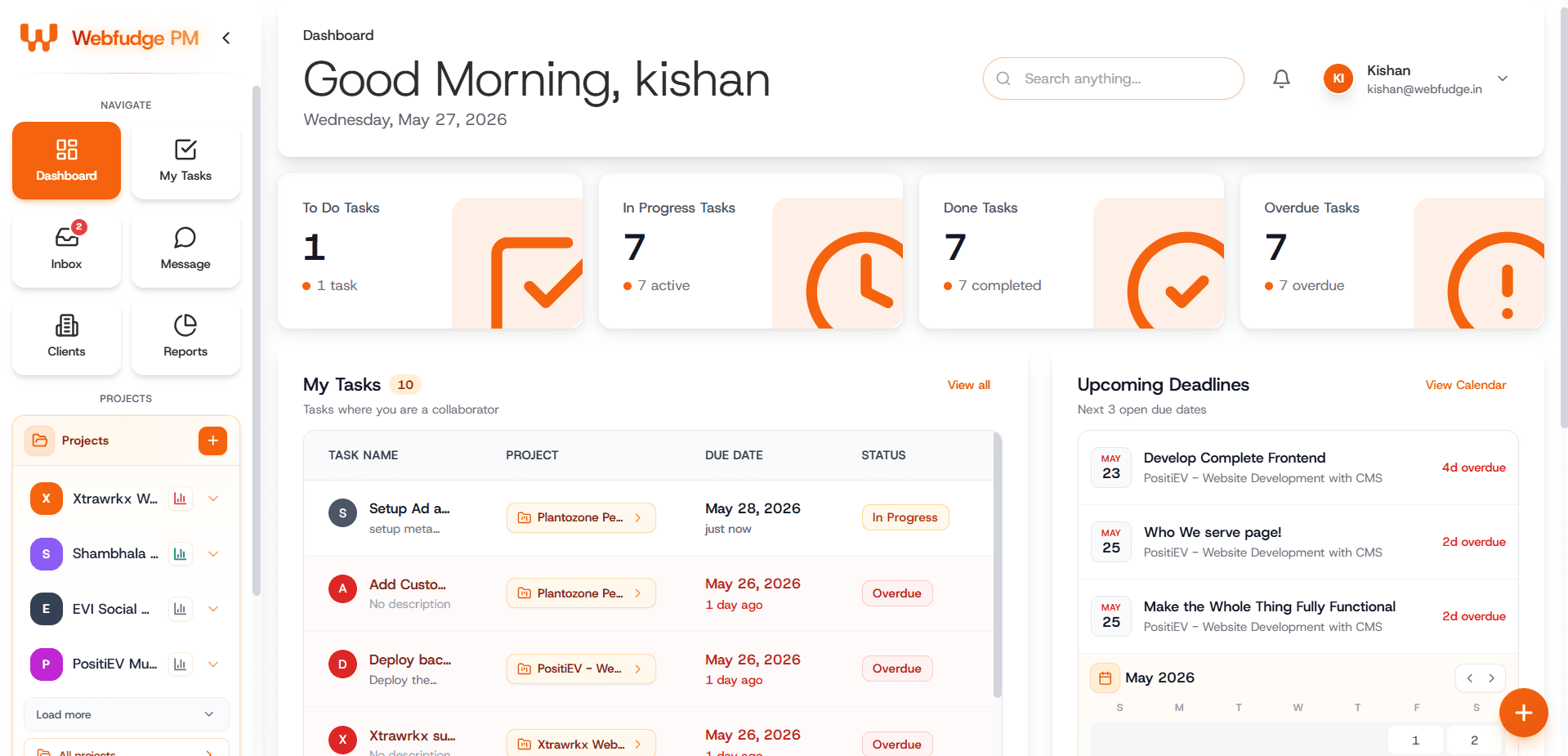 Webfudge PM Dashboard